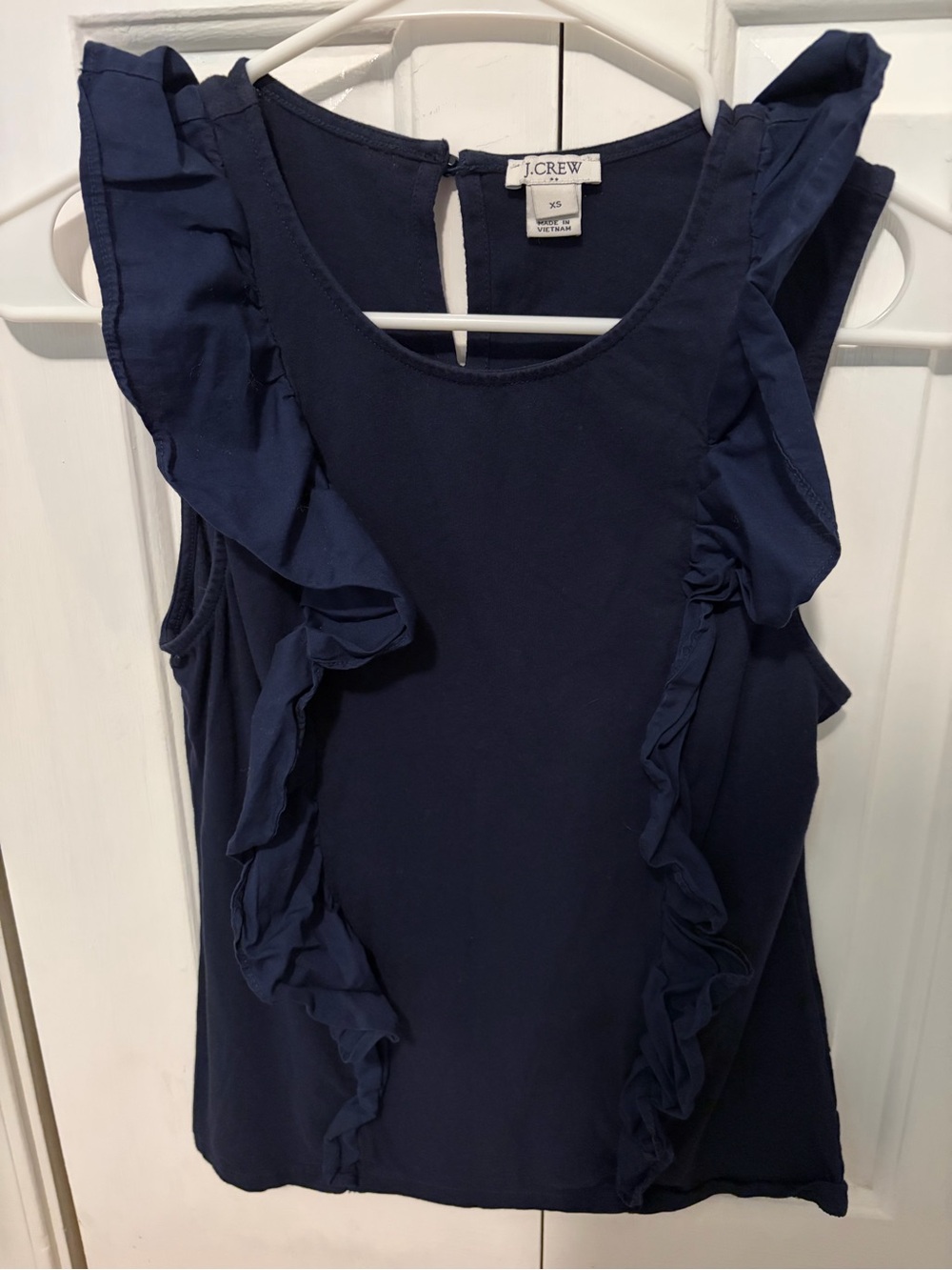 J. Crew Navy Ruffle-Trim Sleeveless Camisole